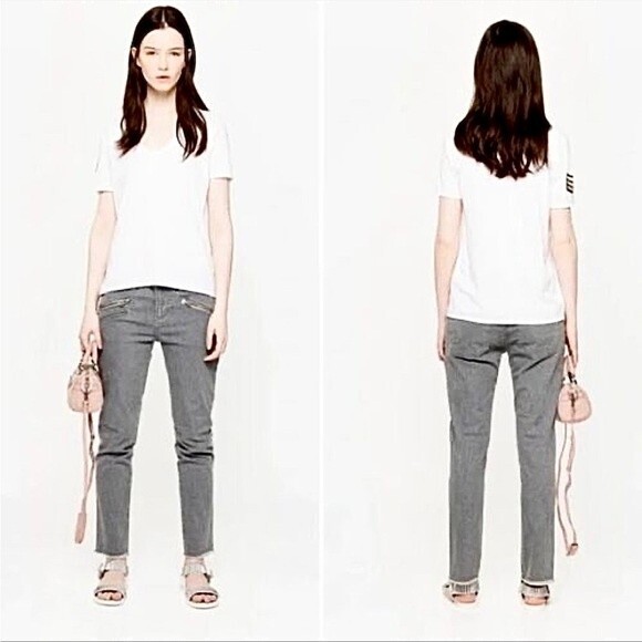 Zadig & Voltaire Eva Zip Gris Jeans 27 - Picture 1 of 16